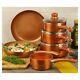 6 PCS Ceramic Copper Induction Cooking Pots Lid Saucepans Cookware URBN-CHEF Set