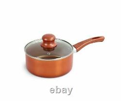 6 PCS Ceramic Copper Induction Cooking Pots Lid Saucepans Cookware URBN-CHEF Set