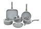 6 Piece Durastone Marble Cookware Set and 3 Lids Non-stick, grill pan included