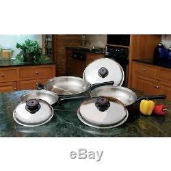 6 Piece Waterless Skillet Cookware Set with Cover, Precise Heat Stainless Fry Pans