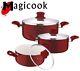 6pc Ceramic Cookware Set Saucepan Pot Glass LID Kitchen Fry Pan Frying Non Stick