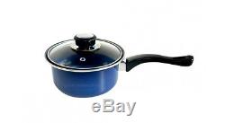 7PC Cookware Set Steel Kitchen Pots and Pans set (BLUE)
