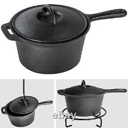 7 Piece Heavy Duty Dutch Oven Cast Iron Cookware Camping Fire Cooking Box New