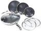 7-piece Hex Non-Stick Pan Wok Set with Lids, Professional Home Kitchen Cooking