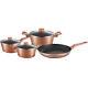 7pc Cookware Saucepan Frying Pan Induction Copper LID Non Stick Set Pot Kitchen