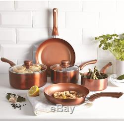 7pc Copper Ceramic 100% Non-stick Saucepan Set