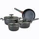 7pc Forged Non Stick Cookware Set Sauce Pan Pot Glass LID Kitchen Fry Pan Frying