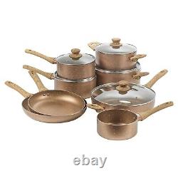 8 PCS URBN-CHEF Ceramic Rose Gold Induction Cooking Pots Frying Pan Cookware Set