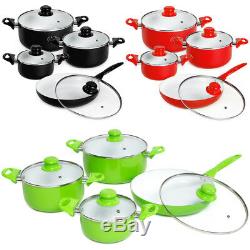 8 piece ceramic cooking pots lids pan pot saucepan cookware set new