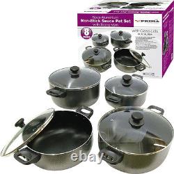 8pc Aluminium Non Stick Cooking Pan Saucepan Pot Set Cookware Casserole Stock