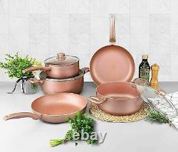 8pc Aluminium Rose Gold Marble Non Stick Pan Set, Rose Luxury cookware set