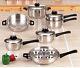 9-Element STAINLESS STEEL 17pc COOKWARE SET Waterless Pots Pans Kitchen Cooking