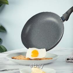 9pc Dark Grey Kitchen Cookware Set Non-Stick Aluminium Griddle Frying Sauce Pans