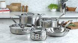 All-Clad Brushed D5 Stainless Cookware Set, Pots and Pans, 5-Ply 10-Piece
