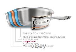 All Clad Cookware Set 10 Pc 5 Ply Stainless Steel Sets Copper Core Pots Fry Pans