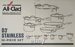 All Clad D3 Stainless Steel 10piece Cookware Set Hand Polished Finish 8400000962