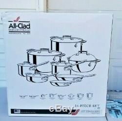 All Clad D5 Brushed Stainless Steel 14 Piece Cookware Set BD005714 NIB