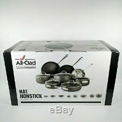 All-Clad HA1 13-Piece Nonstick Cookware Set Grey Hard Anondized Pots/Pans/Lids