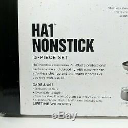 All-Clad HA1 13-Piece Nonstick Cookware Set Grey Hard Anondized Pots/Pans/Lids
