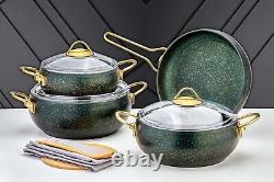 Alya Collection 7-Piece Non-Stick Granite Cookware Set (Green)