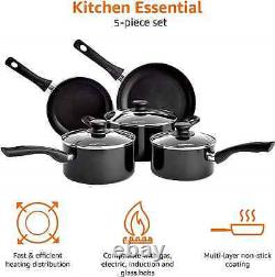 Amazon Basics 5-Piece Non Stick Induction Cookware Set Including Frying Pan