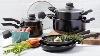 Amazonbasics 10 Piece Nonstick Cookware Set Pots And Pans Soft Handle Cookware Set