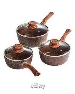 Anti-Scratch Stone Three Piece Non Stick Pots And Pan Set / Saucepan Cookware