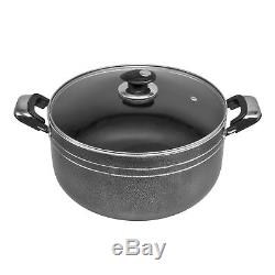 BLACK UNA Non Stick 5pc Die Cast Casserole Stockpot Soup Cooking Pot Pan Set