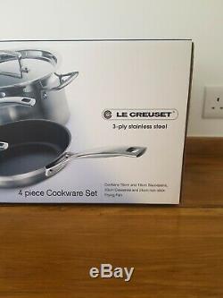 BNIB Le Creuset 4Piece 3 Ply Stainless Steel Set