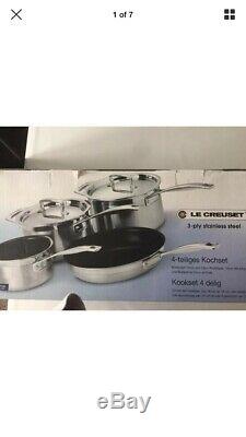Bargain- Le Creuset 4Piece 3 Ply Stainless Steel 2 Saucepans, Milkpan& Frypan Set