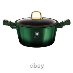 Berlinger Haus 14 Piece Cookware Set Non-stick Pans Emerald Metallic Green Gold