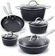 Black Pots and Pans Sets, Non Stick Cookware Set 10-Piece All Cooktops F9101