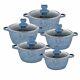 Blue 5pc GRANITE Non Stick Die-Cast Casserole Pan Pot Set INDUCTION Cookware