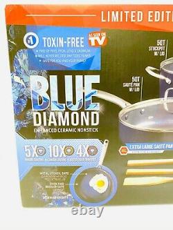 Blue Diamond, Blue Limited Edition Nonstick Ceramic 11-Piece Cookware Set