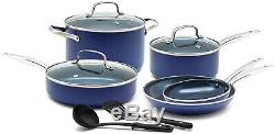 Blue Diamond Pan CC001602-001 Toxin Free Ceramic Nonstick Cookware Set, 10pc