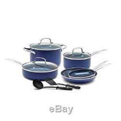Blue Diamond Pan Cookware Set, 10-Piece, Toxin Free Ceramic Nonstick Pans, NEW