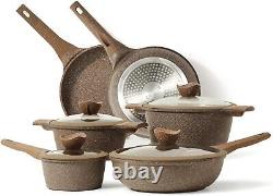 CAROTE Non Stick Pots and Pans Set, 10 Pcs Induction Hob Pans Set, Kitchen Cookw