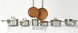 CERMALON 11PC Stainless Steel, Copper, Induction Pan Set Non-Stick CERAMIC Hobs