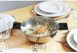 CRISTEL 3-Piece Non-Stick Frying Pan Set with Removable Handle, Stainless Steel