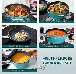 CUSIBOX Cookware Set Ceramic Nonstick Pan & Pot Set 8 Piece, Stock Pot, Frying P
