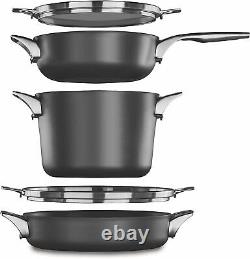 Calphalon Cookware Set Pots Premier Space Saving Gray Black 5-Piece New w Defect