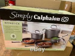 Calphalon NonStick Cookware Set 8 PC 2 Omelette Pans, 2 Sauce Pans, Pot NIB