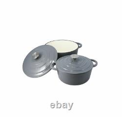 Cast Iron Cookware Set of 8 With Enamel Coating Hob & Oven Safe Grey