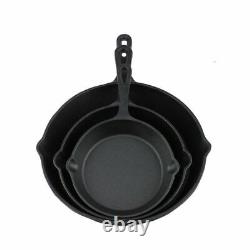 Cast Iron Non Stick Frying Pan Pre Seasoned BBQ Griddle Skillet Grill Frypan Set