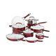 Ceramic Cookware Set 15 pc Red Nonstick Coated Oven Dishwasher Safe Pans Pots