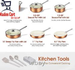 Ceramic Non-Stick 13pc Cookware Set Induction Pot Frying Pan Lid Stainless Oven