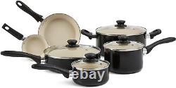 Ceramic Non-Stick Pots and Pans, 11-Piece Cookware Set, PFOA- and Ptfe-Free, Bla
