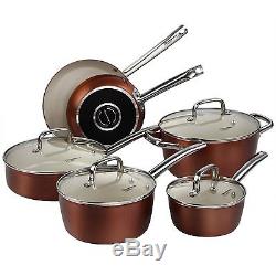 Ceramic Nonstick Pots, Pans Dishwasher Safe Copper Finish 10-piece Cookware Set