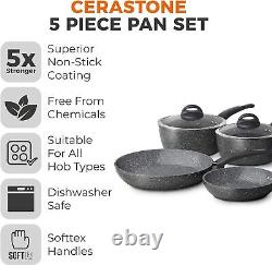 Cerastone T81276 Forged 5 Piece Pan Set with Non-Stick Coating and Soft Touch H