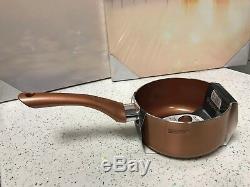 Cermalon 3pc Copper Ceramic, Non-stick Saucepan Set, 16cm, 20cm & 14cm Milk Pan